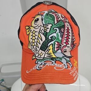 Ed Hardy Vintage Orange Koi Fish Pisces Cap